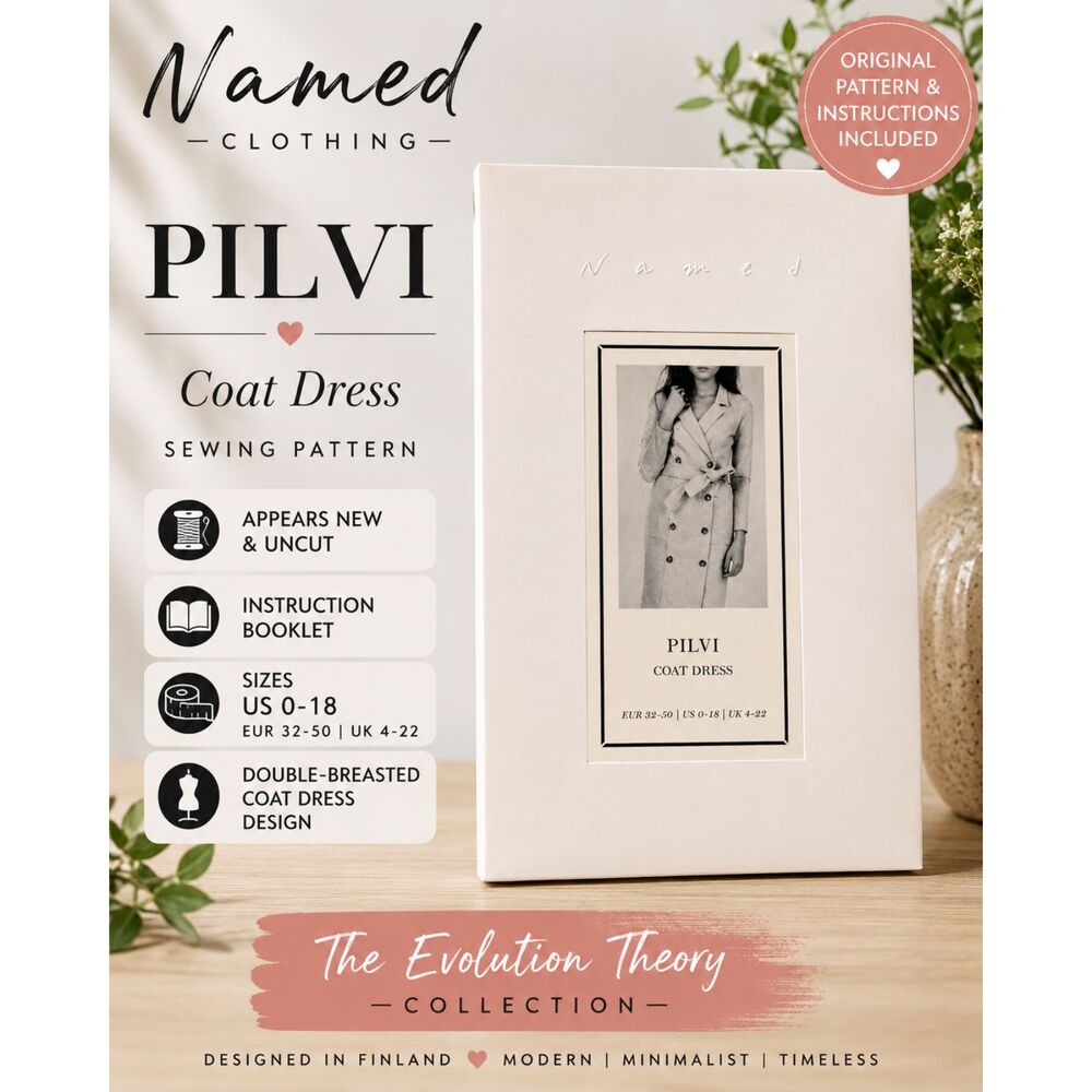 Named Pilvi Coat Dress Sewing Pattern Sizes US 0-18 Modern Minimalist